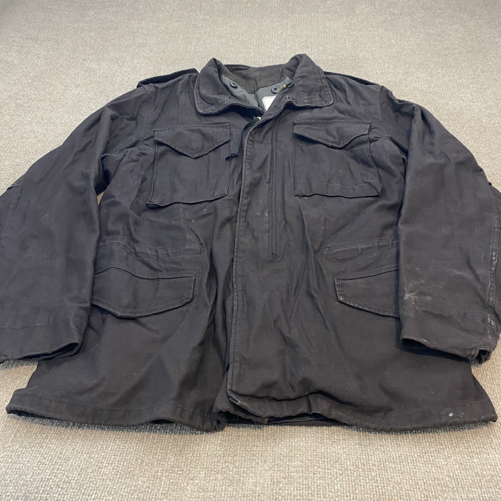 Vintage Atlanco Coat Mens LT Black M-65 Field Military Jacket Cold Weather USA